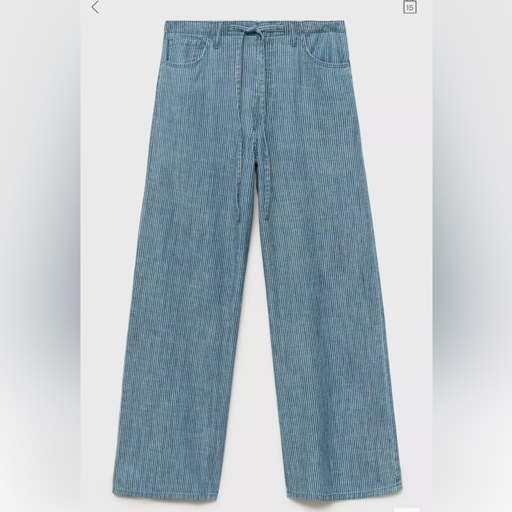 NWT Wide Leg Drawstring Pants in Blue Pinstripe
